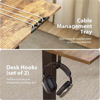 L-Shaped Standing Desk Adjustable Height, Electric Corner Standing Desk, Sit Stand up Desk, 75X61 Inch Sit Stand Computer Table, Rustic Brown-4