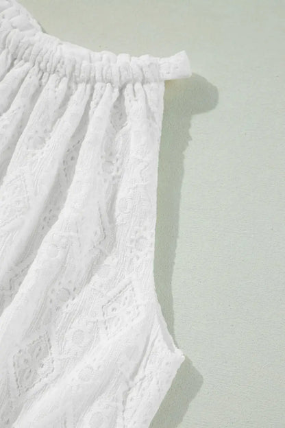 Lace Sleeveless Tied Waist Mini Dress - dress