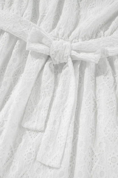 Lace Sleeveless Tied Waist Mini Dress - dress