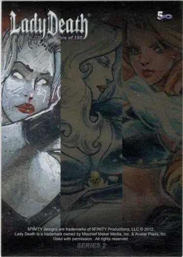 Comic book cover art of stylized female characters from Lady Death series