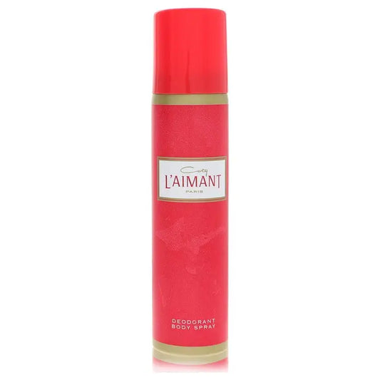 Red spray deodorant with a gold label from Laimant by Coty Deodorant Body Spray 2.5 oz