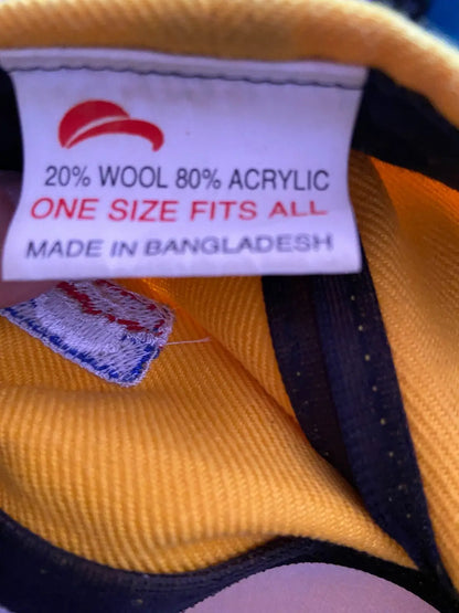 Yellow Los Angeles Lakers basketball championship NBA hat with fabric label