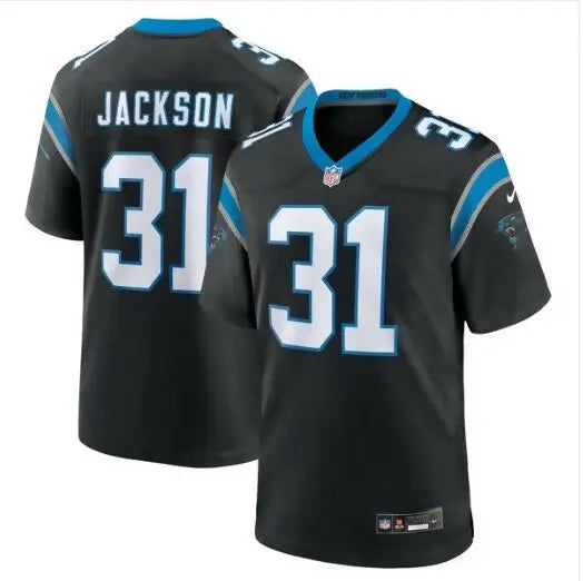 Black Lamar Jackson Carolina Panthers Nike Game Jersey displayed in product image