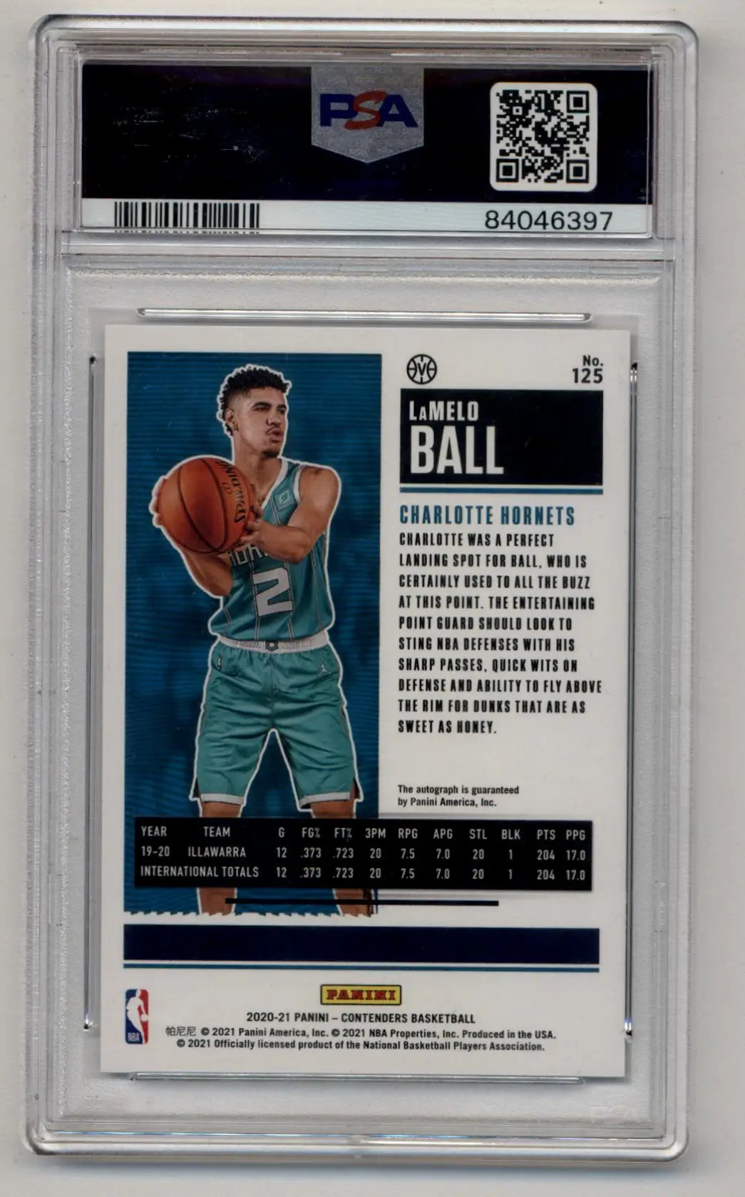 PSA-graded LaMelo Ball auto playoff ticket basketball card 94/99 Gem Mint