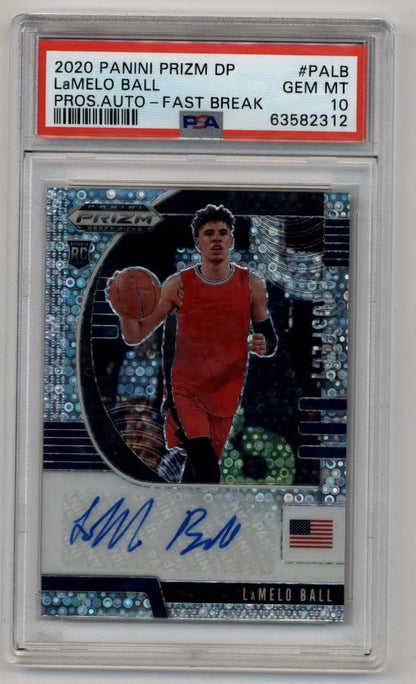 Lamelo Ball 2020-21 Prizm Draft Picks Fast Break Auto PSA 10 Gem Mint basketball card