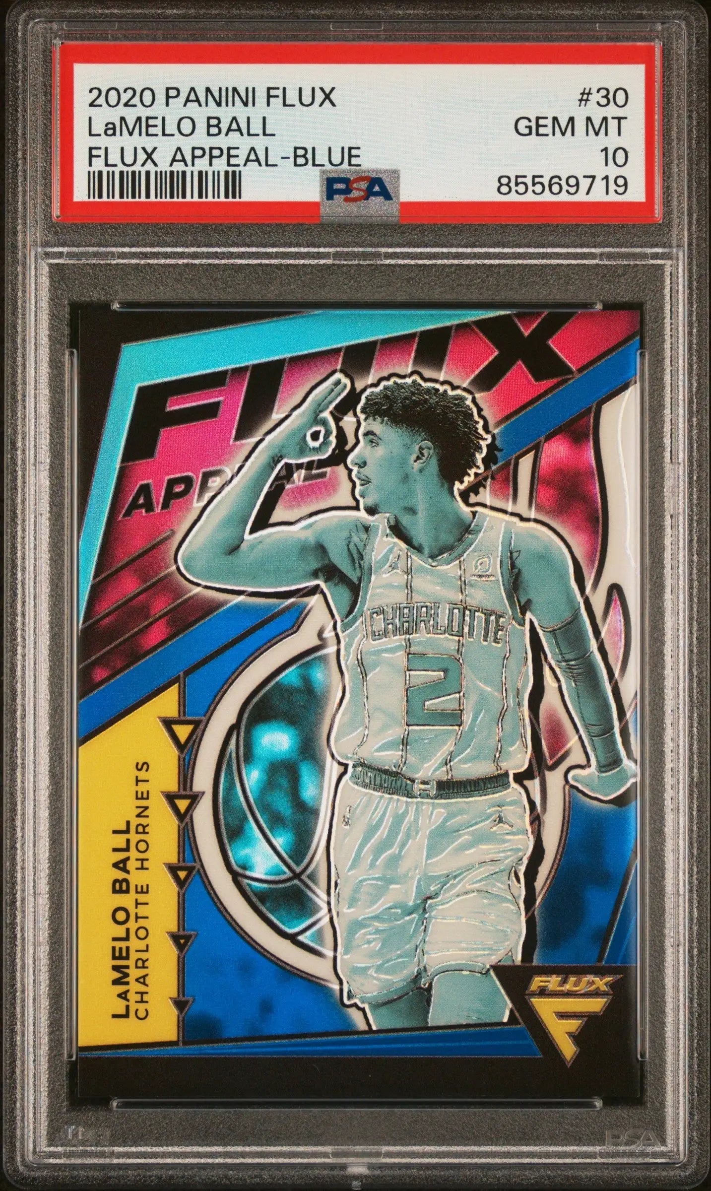 LaMelo Ball Panini Flux Appeal Blue basketball card GEM MT 10 flux appeal blue image