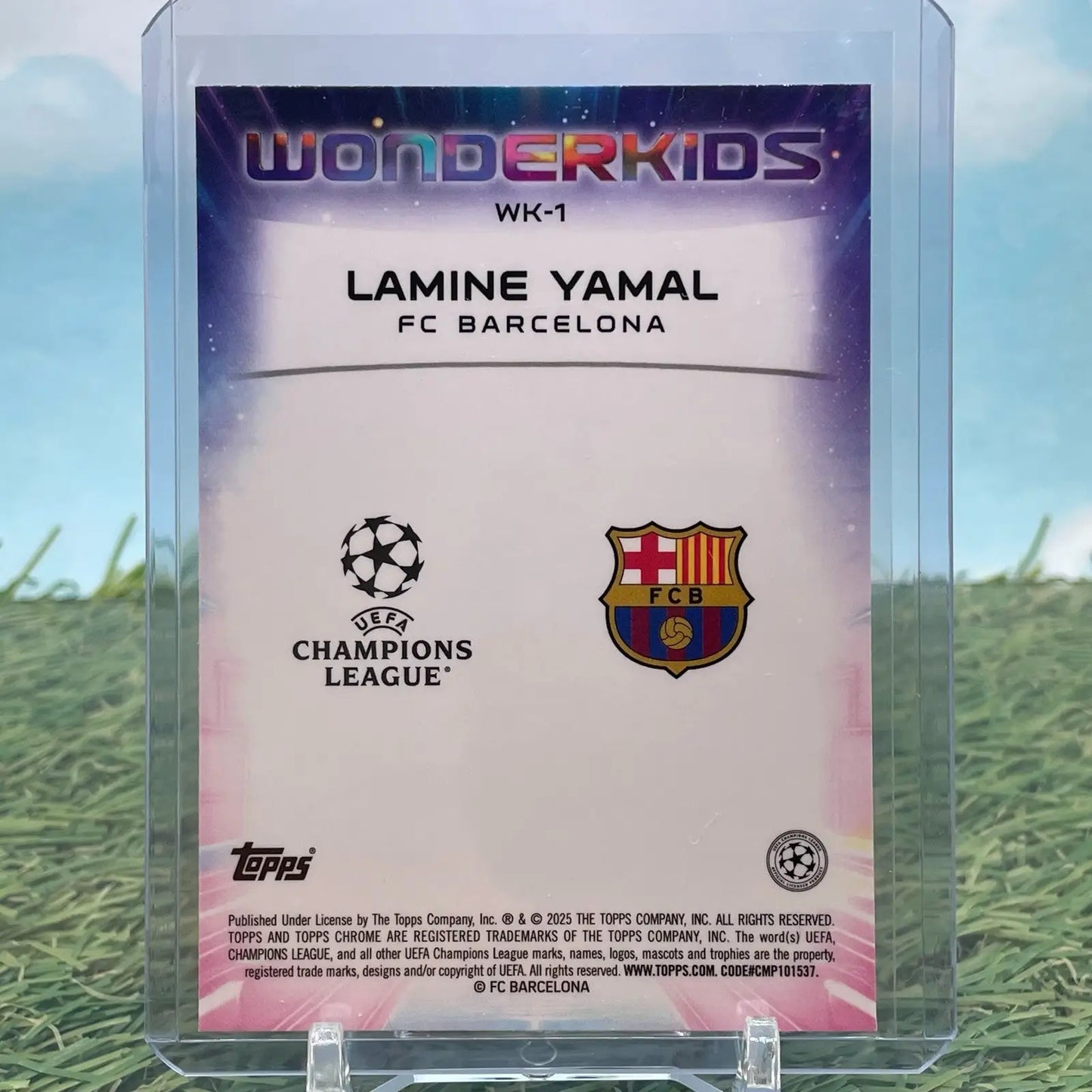 Lamine Yamal FC Barcelona trading card from Topps Chrome UEFA Club Competitions series