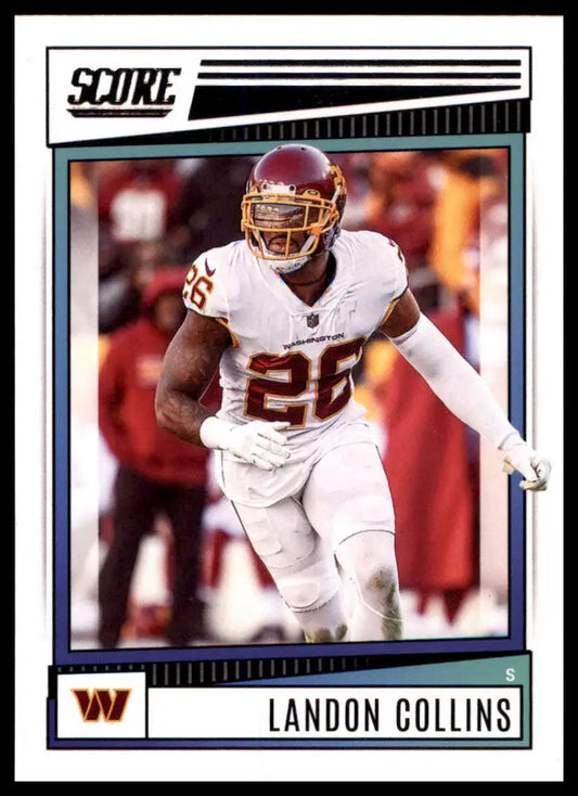 Landon Collins football card from 2022 Score series featuring Washington Commanders