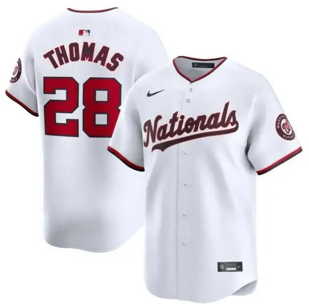 White Washington Nationals Lane Thomas Nike Home Limited Player Jersey with 28 on back