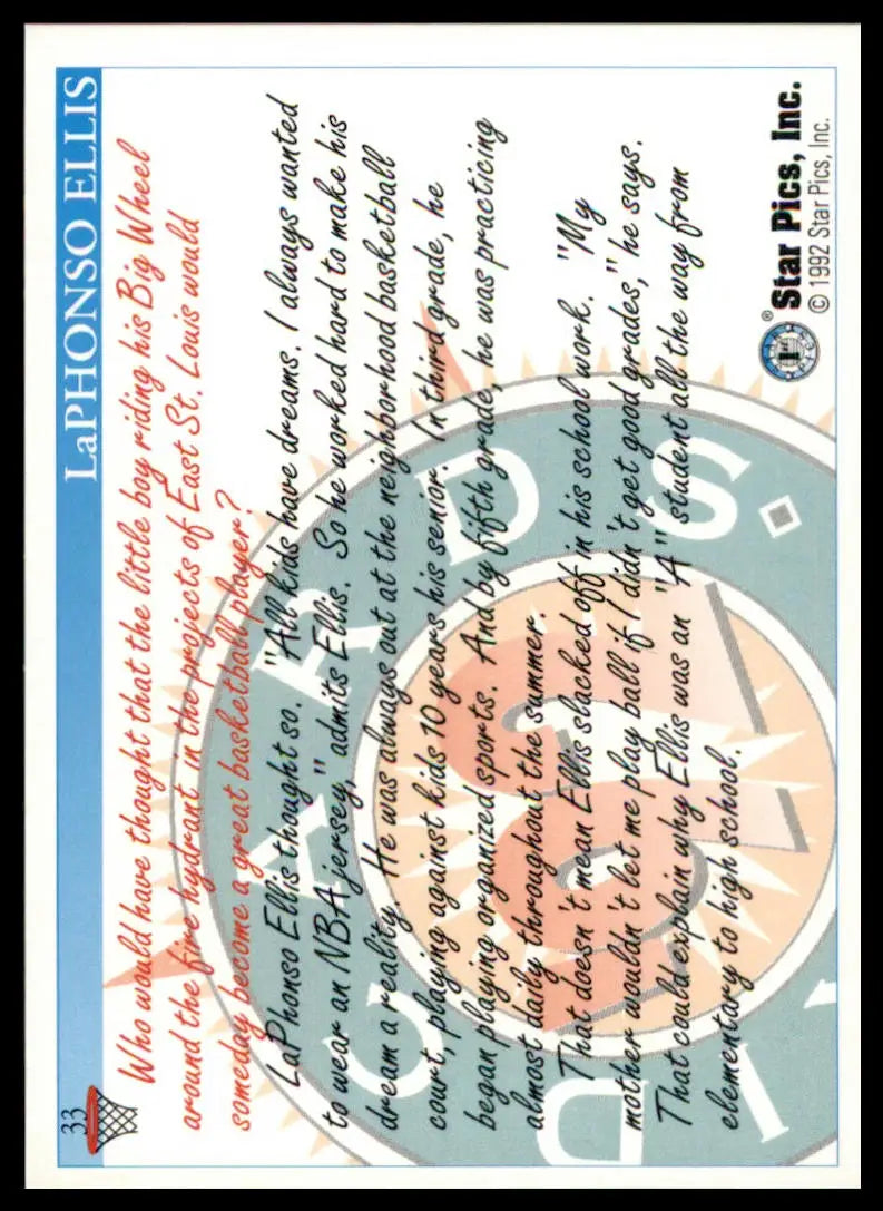 LaPhonso Ellis 1992 Star Pics basketball card front view showcasing Laphonso Ellis