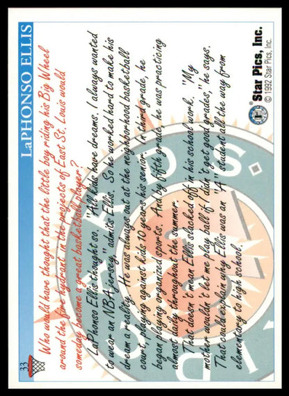 LaPhonso Ellis 1992 Star Pics basketball card front view showcasing Laphonso Ellis