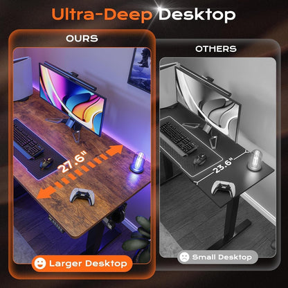 Large Electric Standing Desk Adjustable Height with Hooks-3