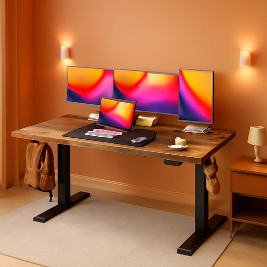 Large Electric Standing Desk Adjustable Height with Hooks-0