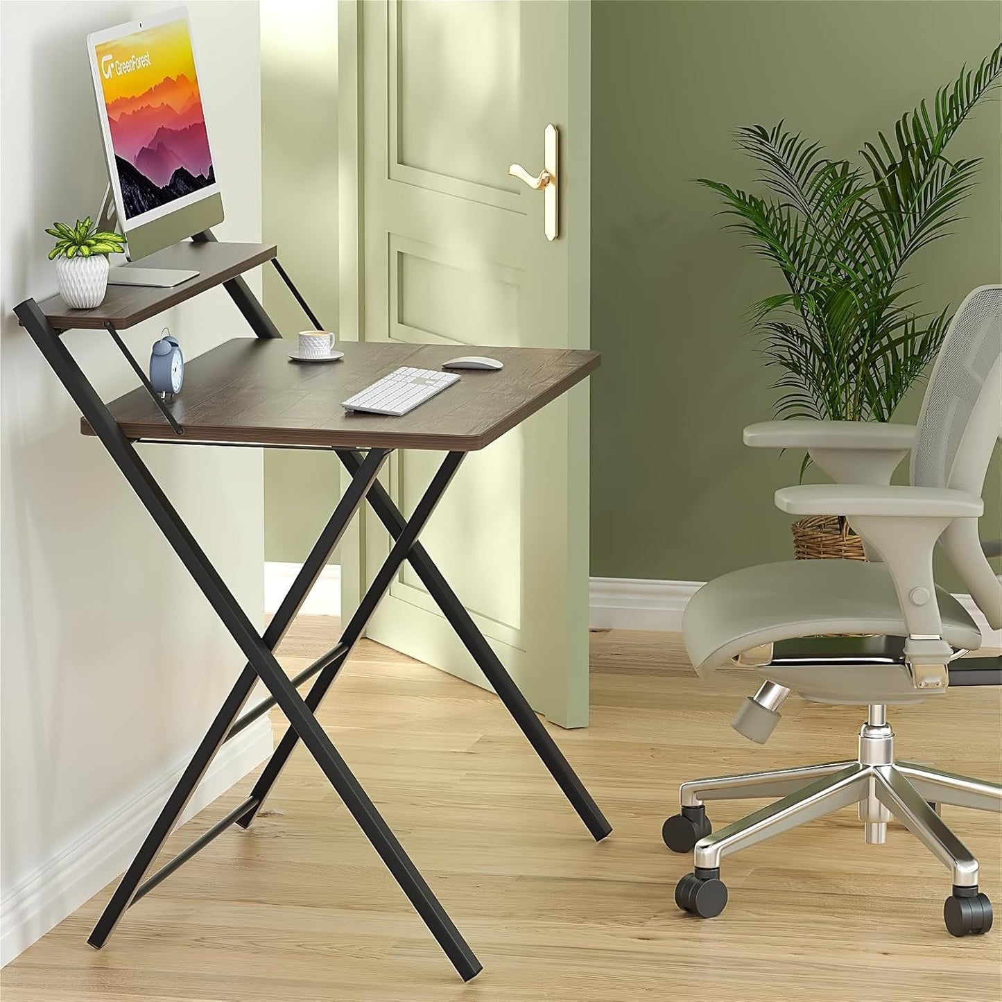 Large Foldable Computer Desk With Shelf For Space Saving-1