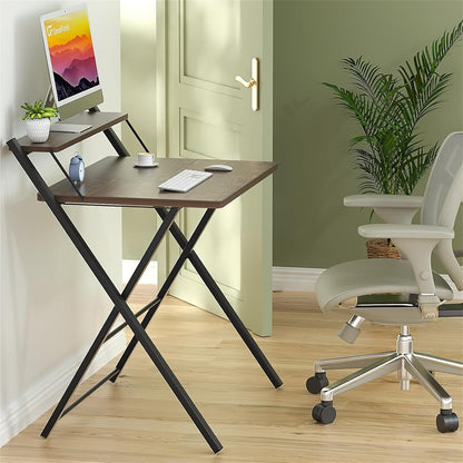 Large Foldable Computer Desk With Shelf For Space Saving-1
