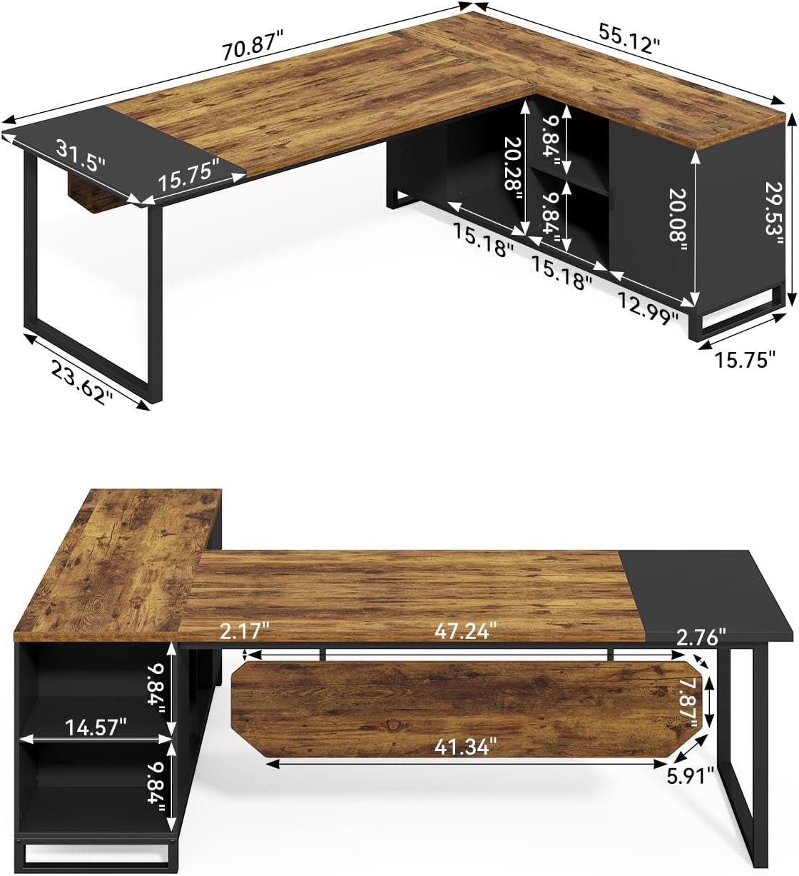 Large L Shaped Executive Desk and File Cabinet Combo-2