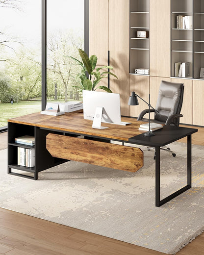 Large L Shaped Executive Desk and File Cabinet Combo-3