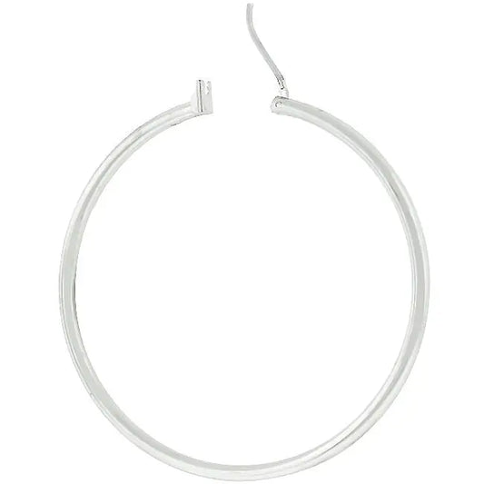 Large Silvertone Finish Hoop Earrings - Earrings