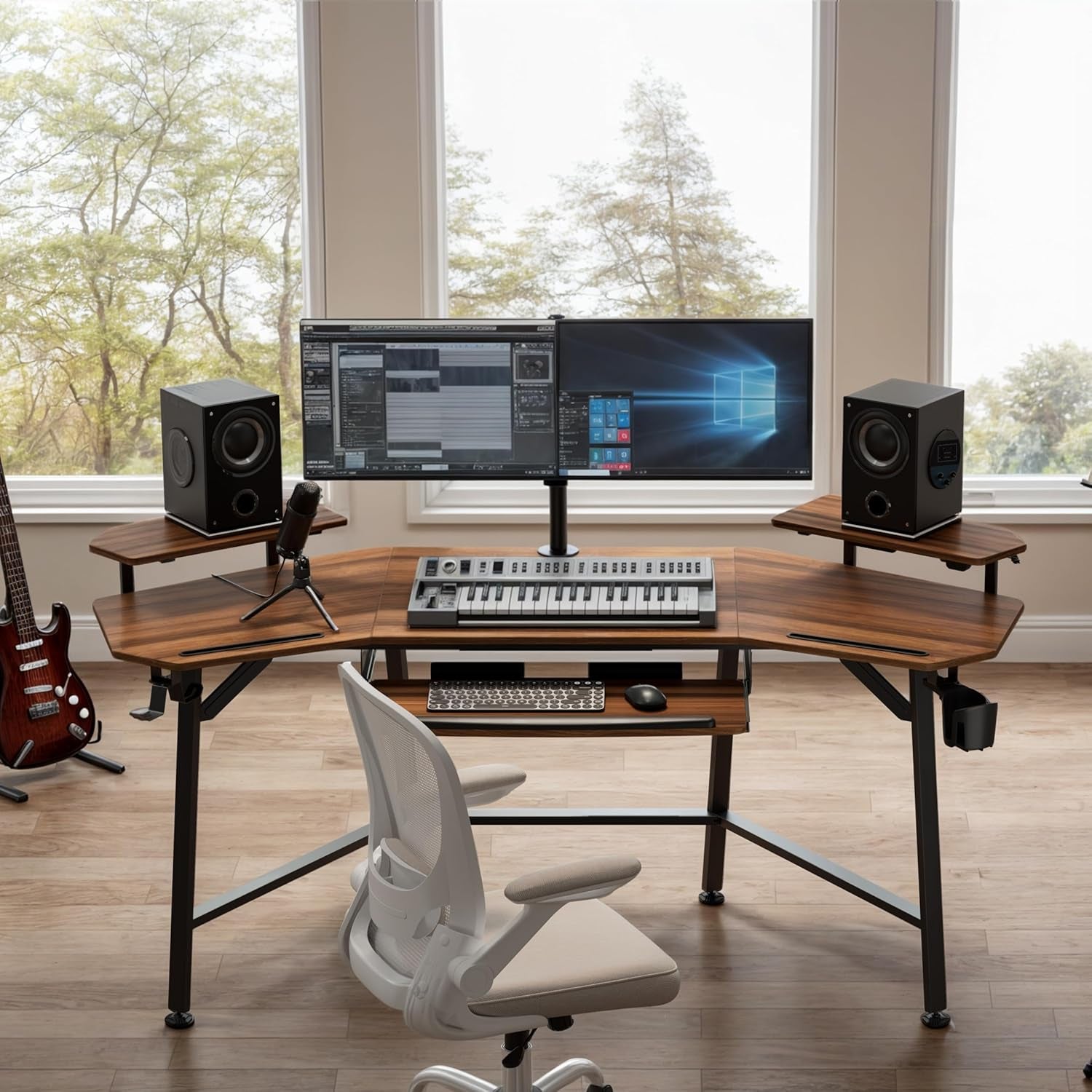 Large Wing-Shaped Gaming Desk With Keyboard Tray-1