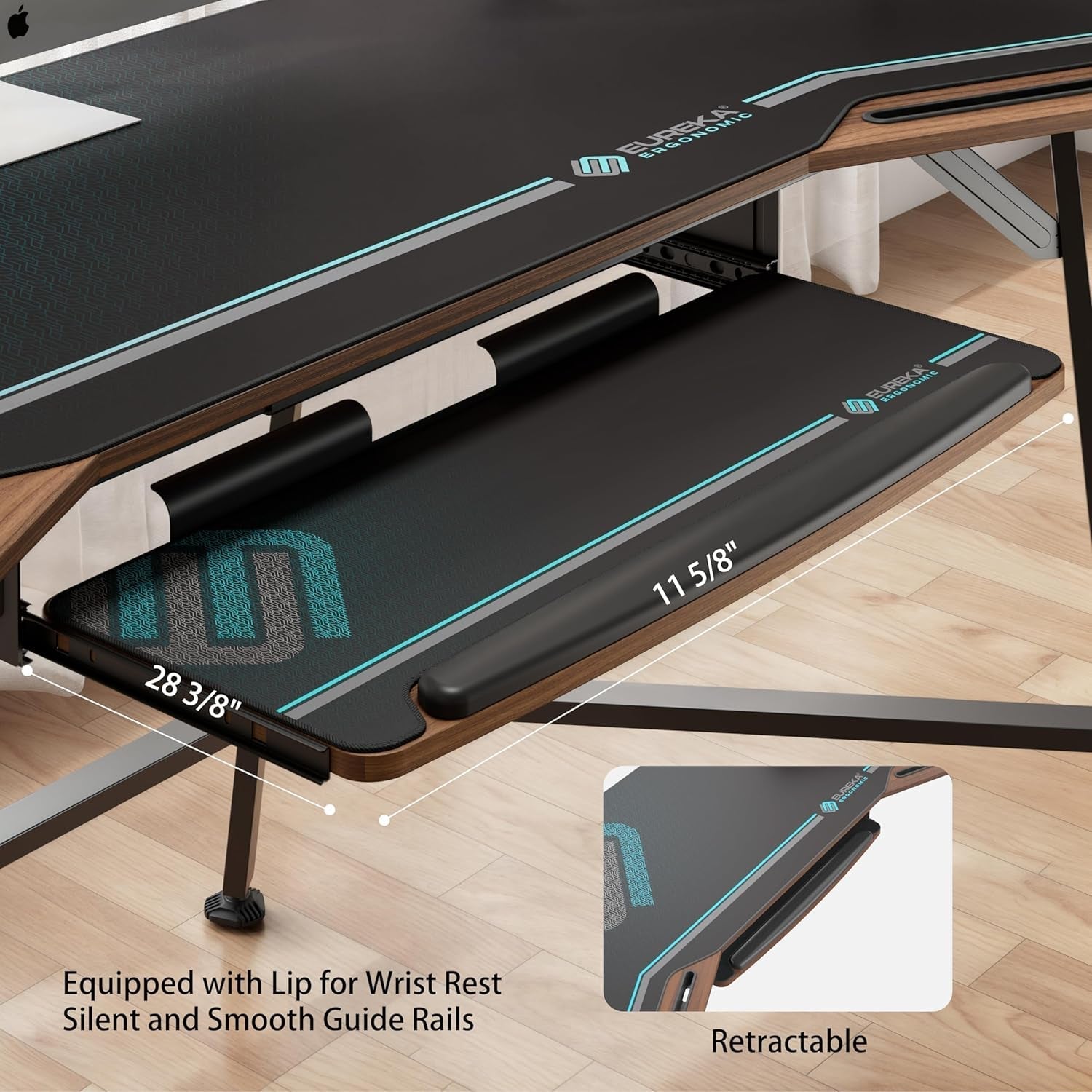 Large Wing-Shaped Gaming Desk With Keyboard Tray-4