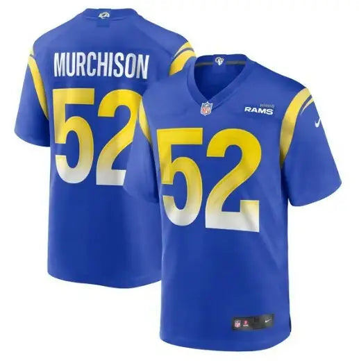 Blue and yellow Larrell Murchison Los Angeles Rams Nike Game Jersey with number 52