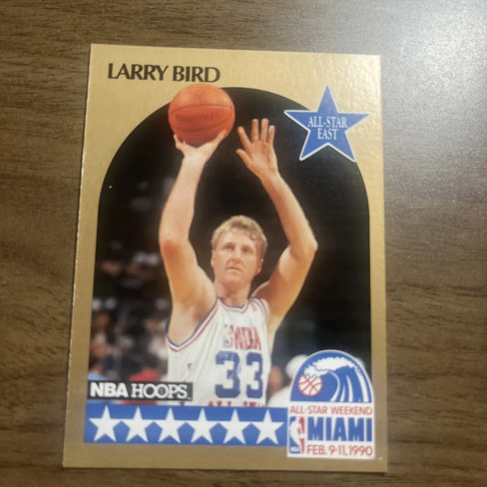Larry Bird 1990 NBA Hoops Basketball card featuring Celtics All-Star player