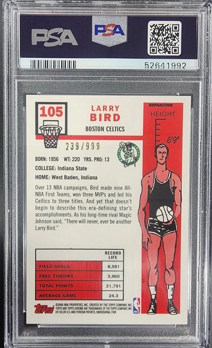 Larry Bird 2007 Topps Chrome Refractor mint trading card PSA 9