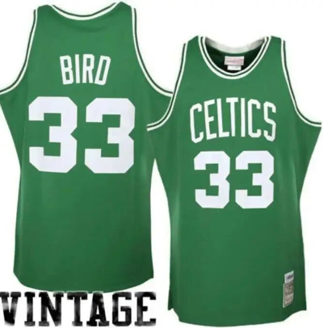 Green Boston Celtics Larry Bird Hardwood Classics Jersey with 33 on front and back