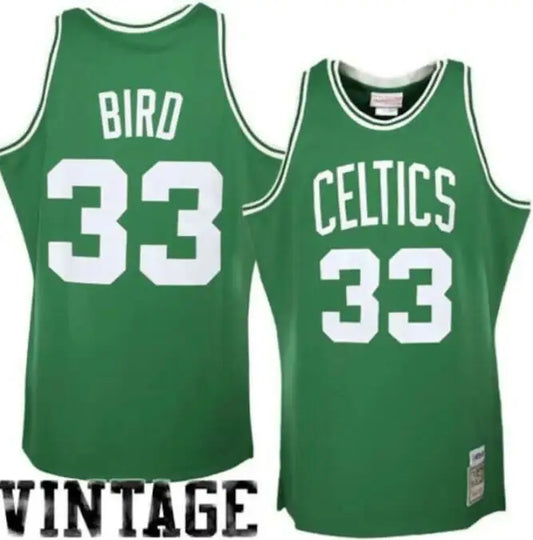 Green Boston Celtics Larry Bird Hardwood Classics Jersey with 33 on front and back