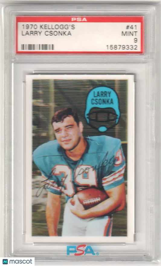 Columbia Hobby Larry Csonka 1970 Kellogg’s Larry football card PSA 9 Mint