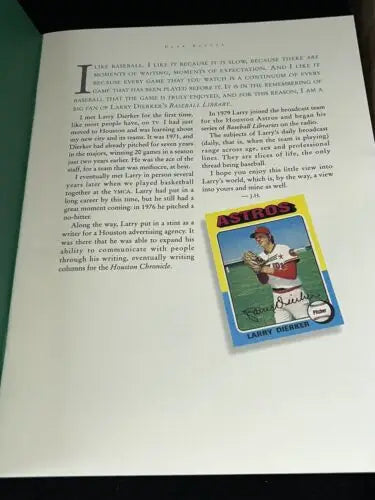 Larry Dierker baseball card from library signed autograph program for Houston Astros