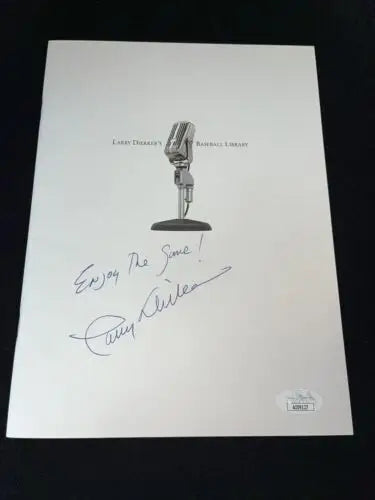 Autographed Larry Dierker Baseball Library signed autograph program for Houston Astros fans