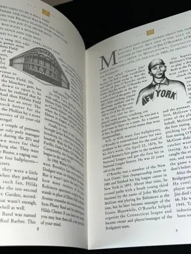 Open book with baseball history from Larry Dierker Library Signed Autograph Program