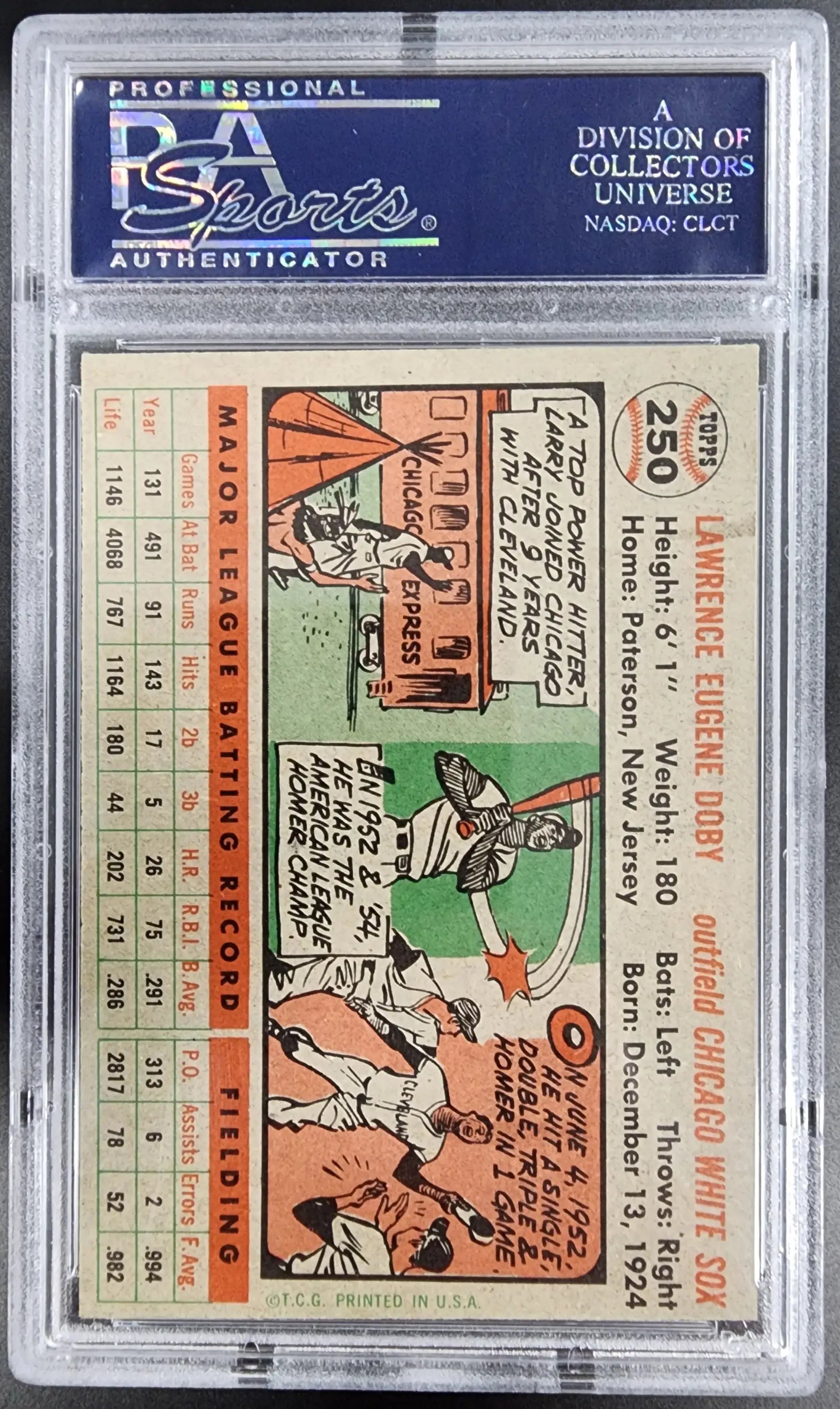 Larry Doby 1956 Topps #250 PSA 6 EX-MINT vintage baseball card in protective holder