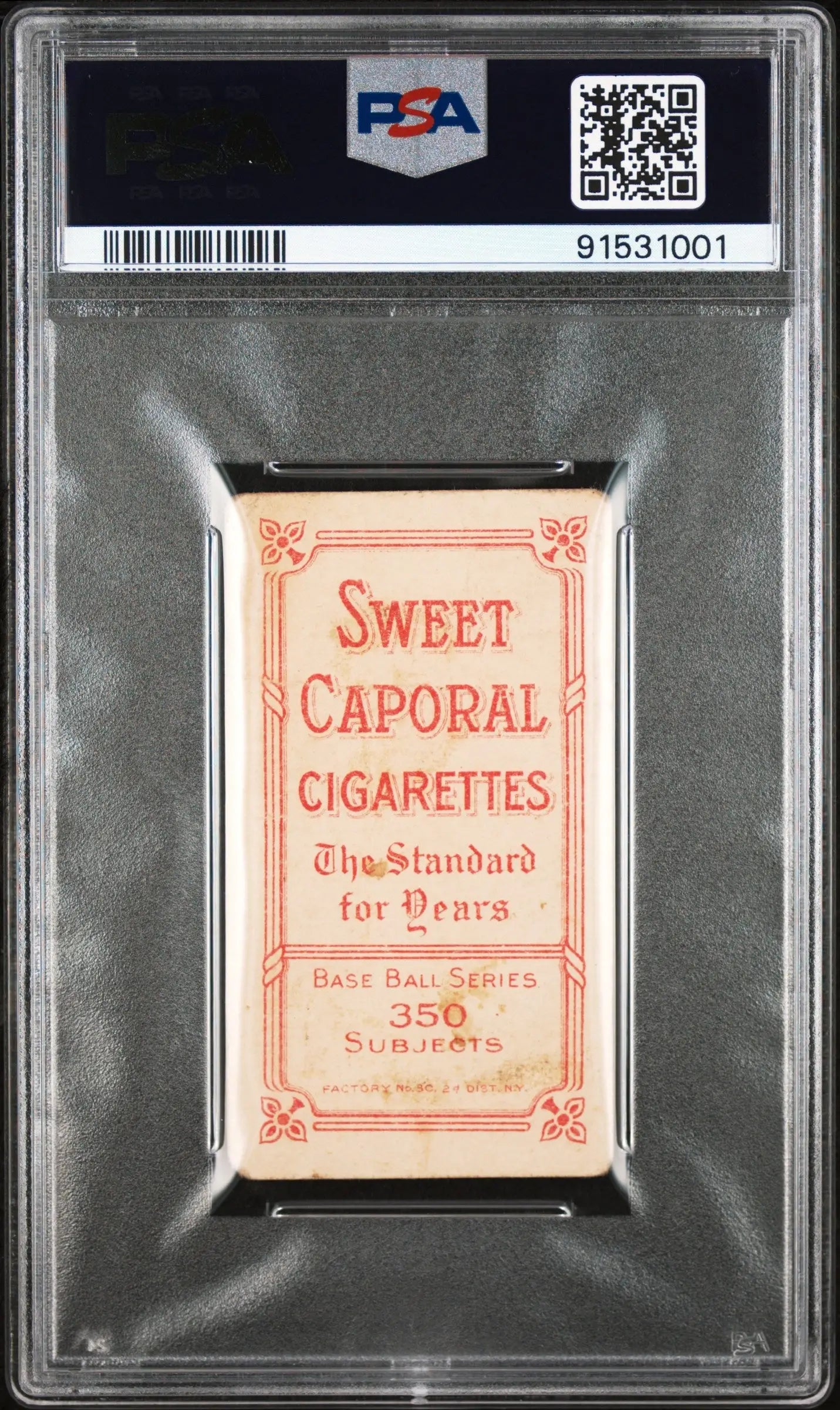 Larry Doyle T206 Sweet Caporal cigarette pack with red text on light background