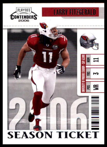 Larry Fitzgerald football card from 2006 Playoff Contenders series featuring Arizona Cardinals