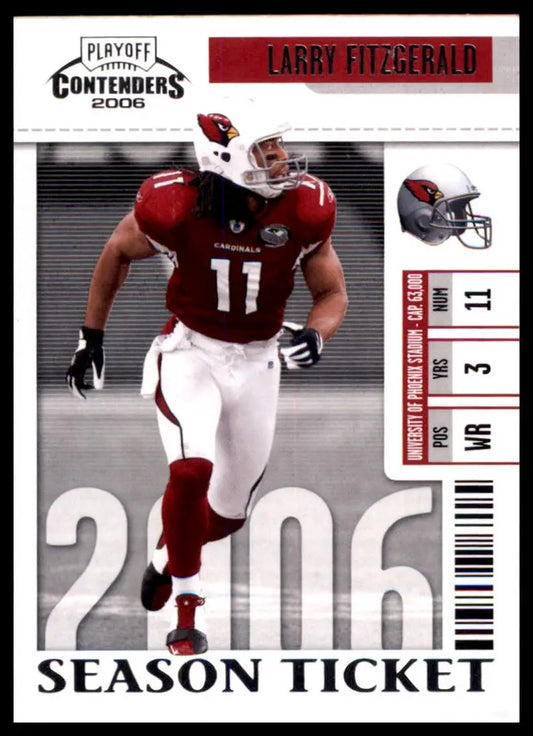 Larry Fitzgerald football card from 2006 Playoff Contenders series featuring Arizona Cardinals