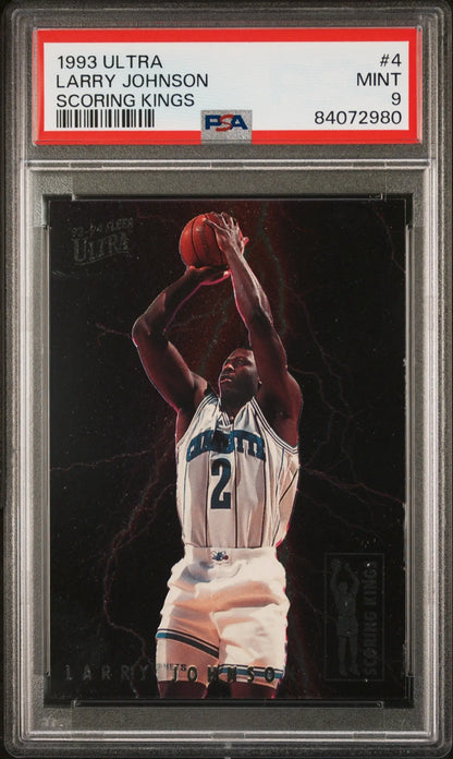 PSA-graded 1993 Fleer Ultra Scoring Kings Larry Johnson basketball card in mint condition