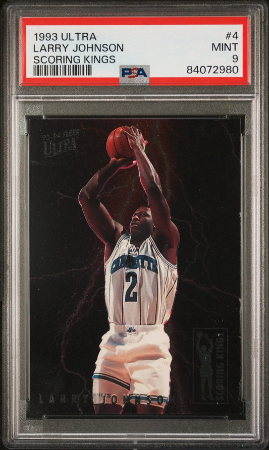 PSA-graded 1993 Fleer Ultra Scoring Kings Larry Johnson basketball card in mint condition