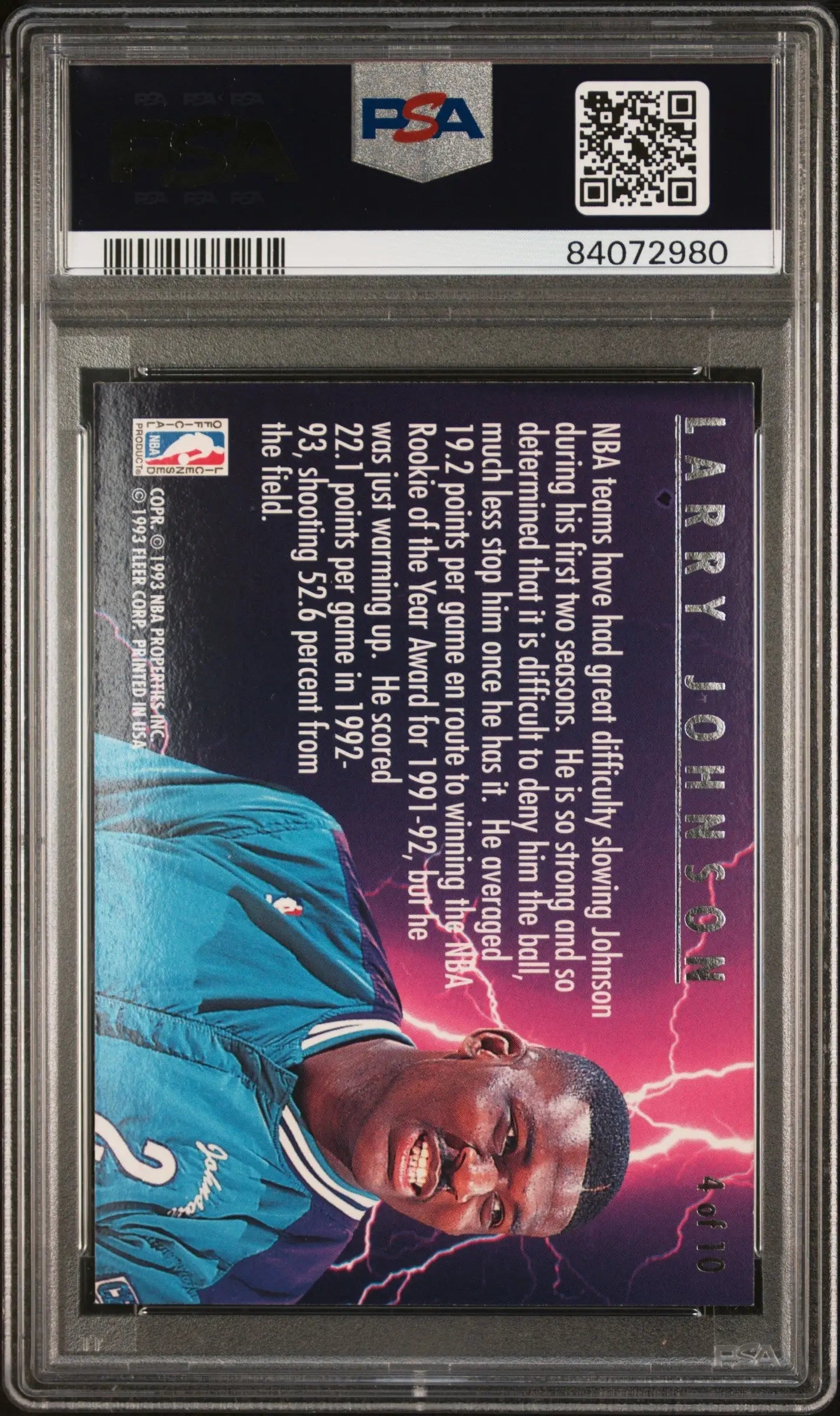Graded Larry Johnson 1993 Fleer Ultra Scoring Kings trading card PSA 9 Mint
