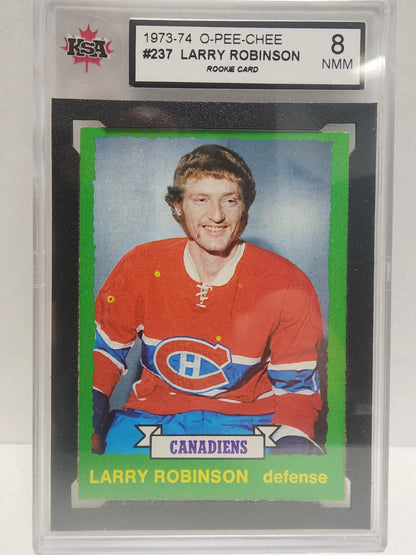 Larry Robinson 1973 O-Pee-Chee #237 KSA 8 Nm-Mint graded hockey card collectible