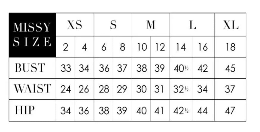 Clothing size chart for women displayed with LAST ONE Size 10 RM Richards Navy Divine Formal Maxi