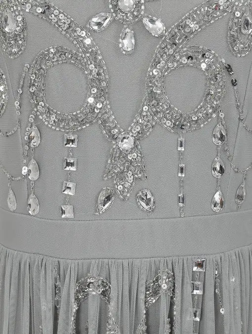 LAST ONES Amelia Rose Henrietta Bejeweled Silver-Grey Formal Gown Only Sizes 2/4 & 4/6 Remaining! Women’s Formals Event