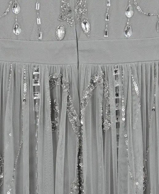 LAST ONES Amelia Rose Henrietta Bejeweled Silver-Grey Formal Gown Only Sizes 2/4 & 4/6 Remaining! Women’s Formals Event