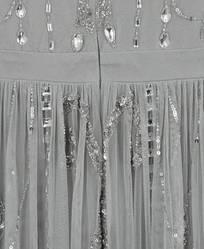 LAST ONES Amelia Rose Henrietta Bejeweled Silver-Grey Formal Gown Only Sizes 2/4 & 4/6 Remaining! Women’s Formals Event