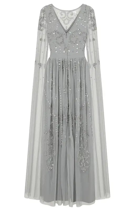 LAST ONES Amelia Rose Henrietta Bejeweled Silver-Grey Formal Gown Only Sizes 2/4 & 4/6 Remaining! Women’s Formals Event