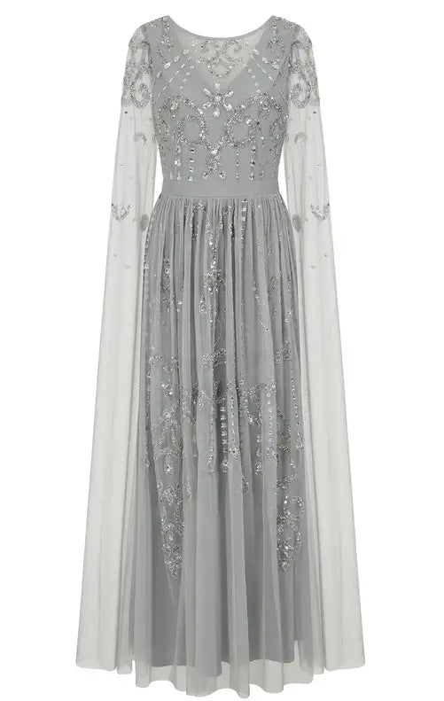 LAST ONES Amelia Rose Henrietta Bejeweled Silver-Grey Formal Gown Only Sizes 2/4 & 4/6 Remaining! Women’s Formals Event