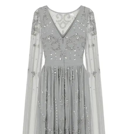 LAST ONES Amelia Rose Henrietta Bejeweled Silver-Grey Formal Gown Only Sizes 2/4 & 4/6 Remaining! Women’s Formals Event