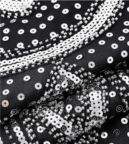 LAST ONES Bee’s Knees Silver & Black Off-Shoulder Cocktail Deco Flapper LG & XLG REMAINING Party Attire Women’s