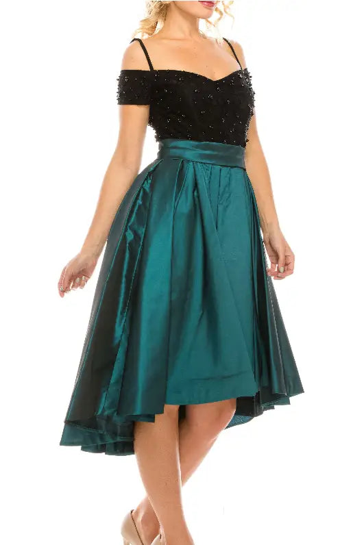 LAST ONES! Pearl & Teal Taffeta Party Dress Only Size 8(sm) & 10(med) Remaining Holiday Cocktail - 8 - Cocktail